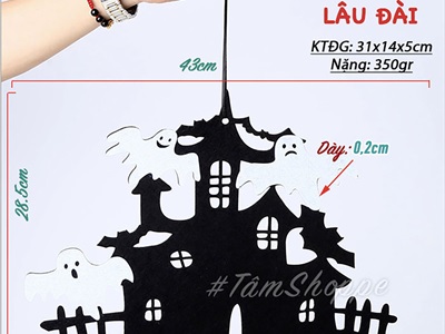 Dây treo Halloween nỉ đen 30-80cm nhiều kiểu [Có dây treo - 2 lớp] DTR-HLW-07